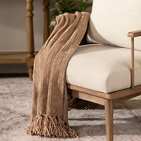 Taupe Tonal Ribbed Chenille Throw