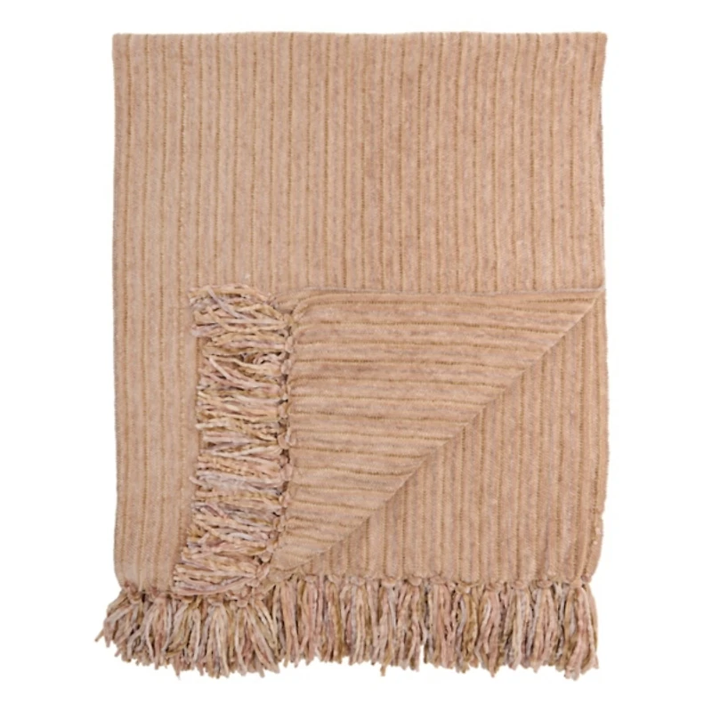 Taupe Tonal Ribbed Chenille Throw