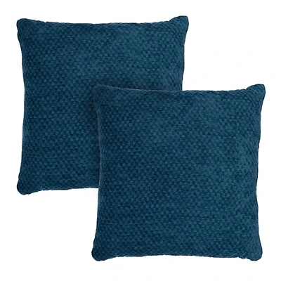 Denim Textured Chenille Pillows, Set of 2