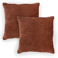Rust Textured Chenille Pillows, Set of 2
