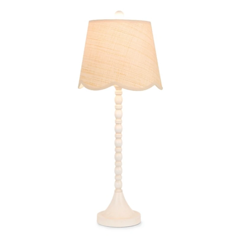 White Spindle Rattan Shade Buffet Lamp