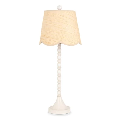 White Spindle Rattan Shade Buffet Lamp