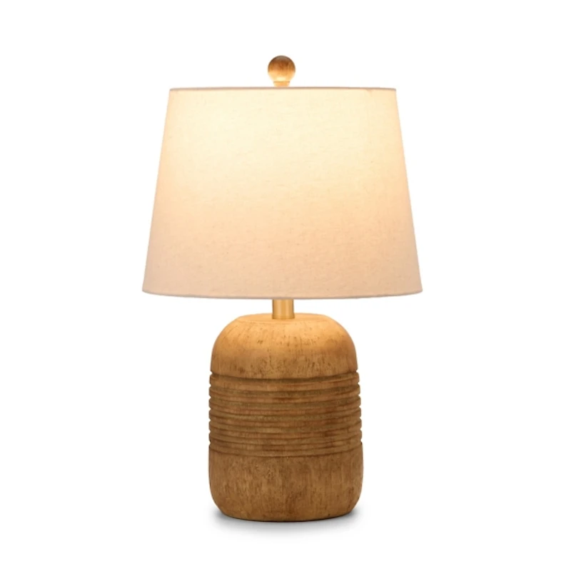Brown Wood Finish Ribbed Table Lamp