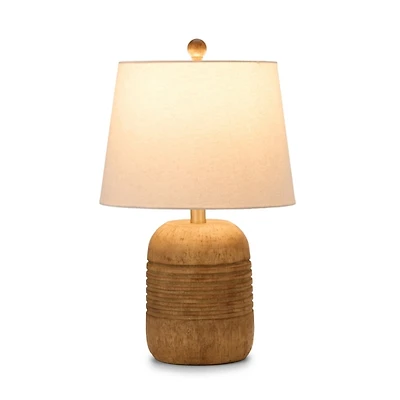 Brown Wood Finish Ribbed Table Lamp