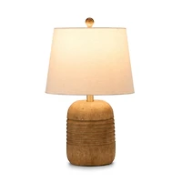 Brown Wood Finish Ribbed Table Lamp