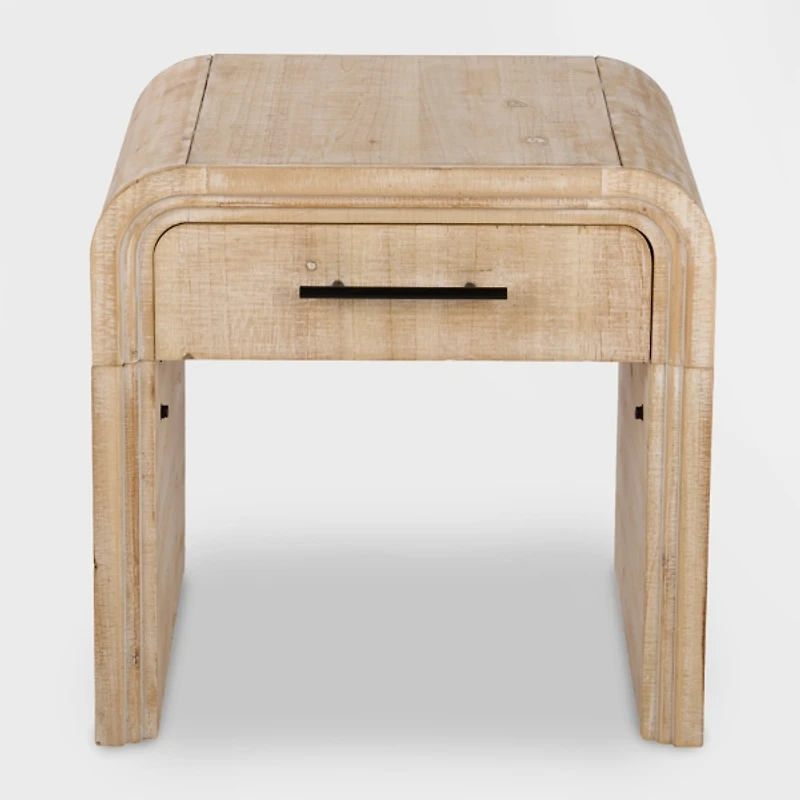 Whitewashed Pasadena Wood Side Table