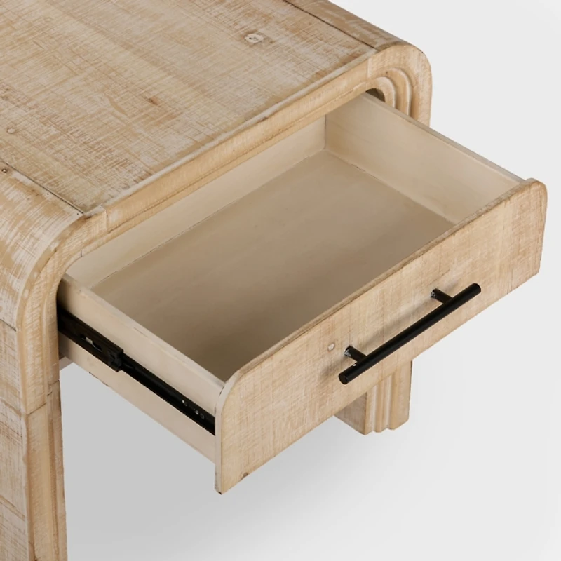 Whitewashed Pasadena Wood Side Table