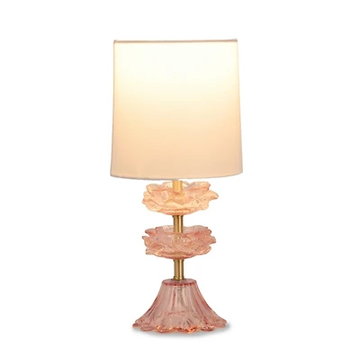 Pink Vintage Floral Glass Table Lamp