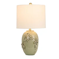 Green Ceramic 3D Flowers Table Lamp