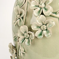 Green Ceramic 3D Flowers Table Lamp