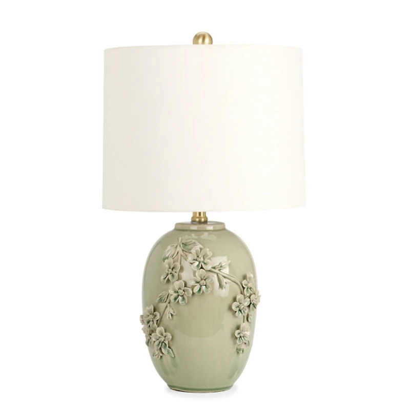 Green Ceramic 3D Flowers Table Lamp