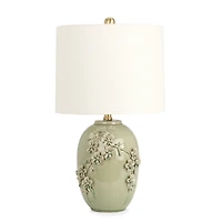 Green Ceramic 3D Flowers Table Lamp
