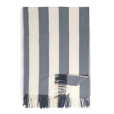 Blue and White Cabana Stripe Throw