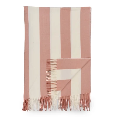 Blush and White Cabana Stripe Throw
