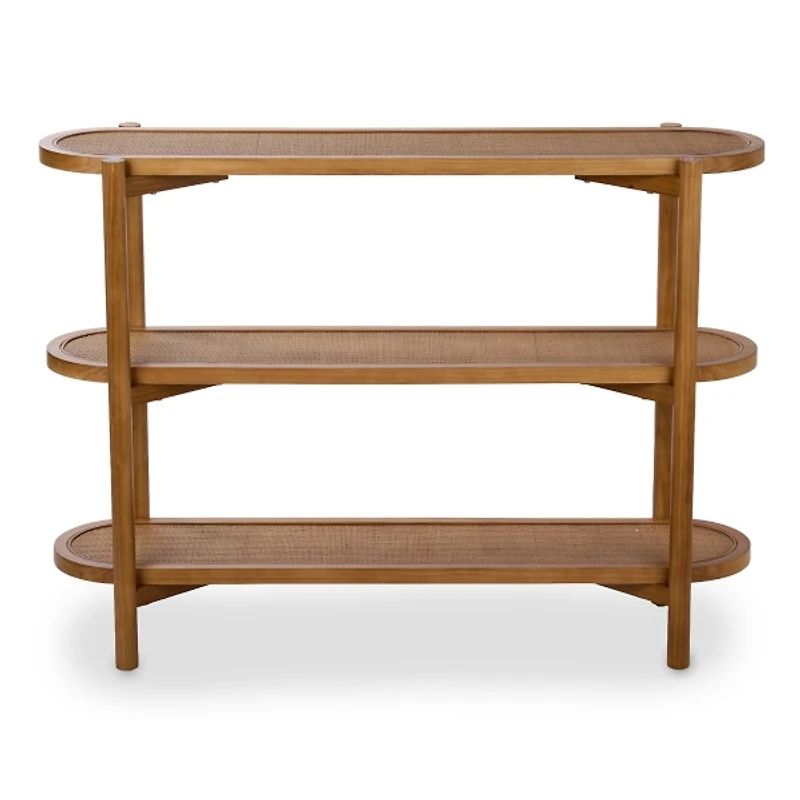 Wood and Rattan 3-Tier Simone Console Table