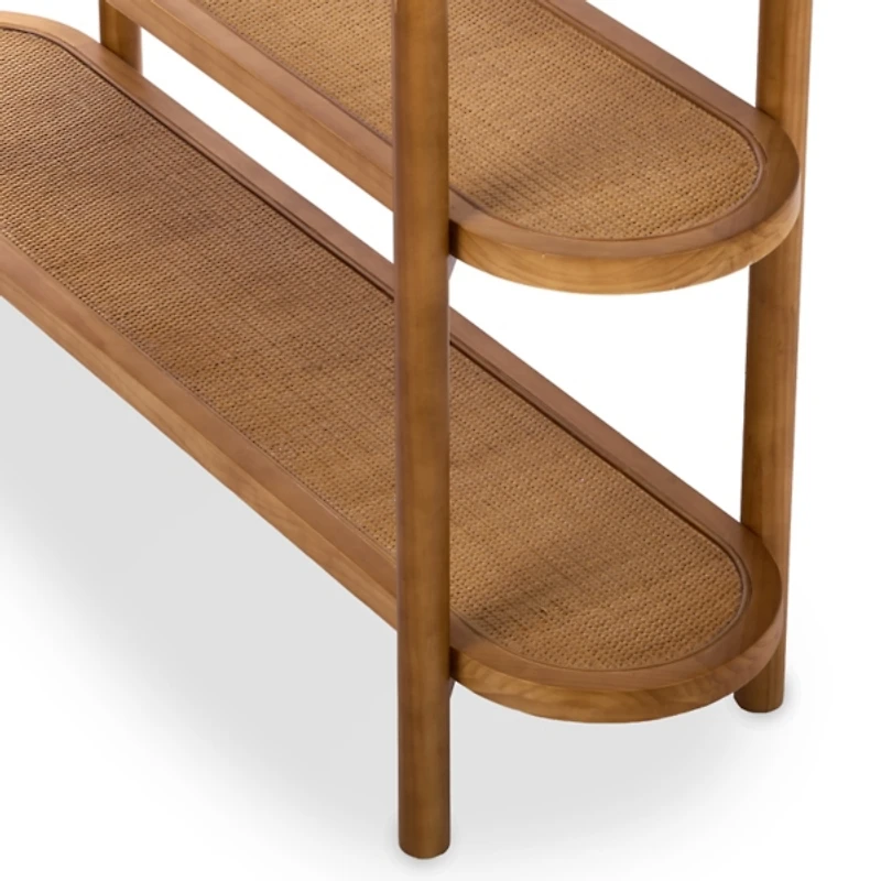 Wood and Rattan 3-Tier Simone Console Table