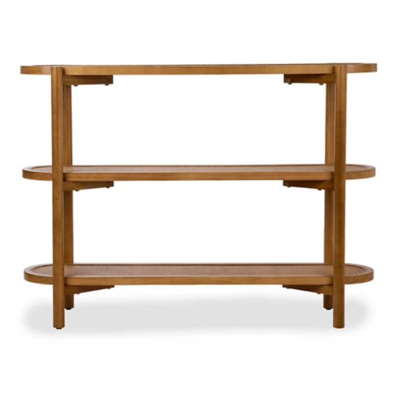 Wood and Rattan 3-Tier Simone Console Table