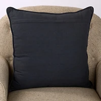 Midnight Blue Embroidered Floral Pillow