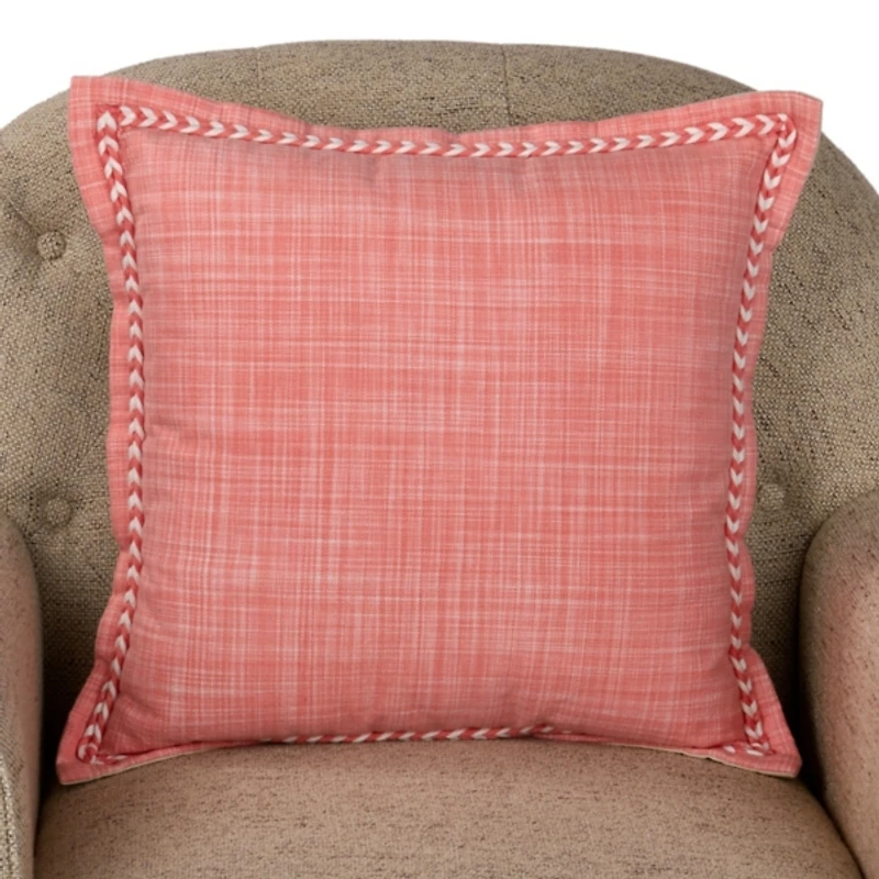 Pink Braided Cord Trim Pillow