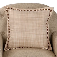 Taupe Braided Cord Trim Pillow