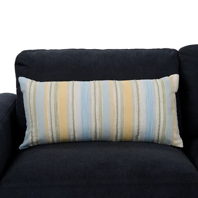 Blue and Green Striped Lumbar Pillow