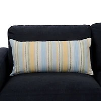 Blue and Green Striped Lumbar Pillow