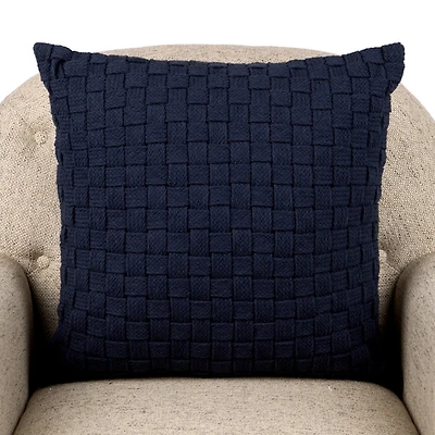 Navy Jay Chunky Weave Pillow