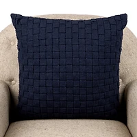 Navy Jay Chunky Weave Pillow