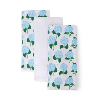 Blue Hydrangea Kitchen Towels, Set of 3