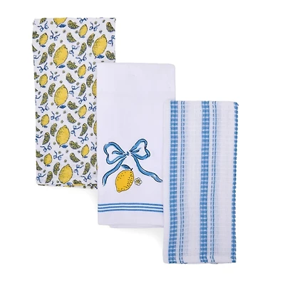 Lemon Bow Kitchen Towels, Set of 3