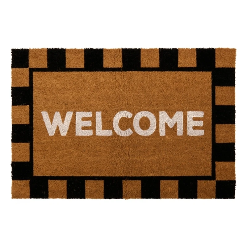 Welcome Checkered Border Doormat