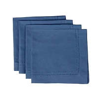 Blue Hemstitch Cotton Napkins, Set of 4