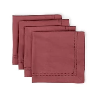 Mauve Hemstitch Cotton Napkins, Set of 4