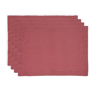 Mauve Hemstitch Cotton Placemats, Set of 4