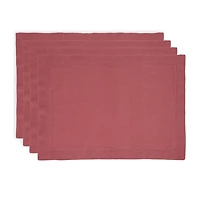 Mauve Hemstitch Cotton Placemats, Set of 4