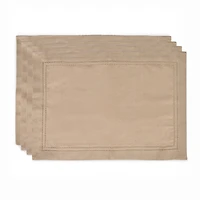 Taupe Hemstitch Cotton Placemats, Set of 4
