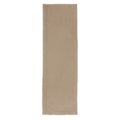 Taupe Hemstitch Cotton Table Runner