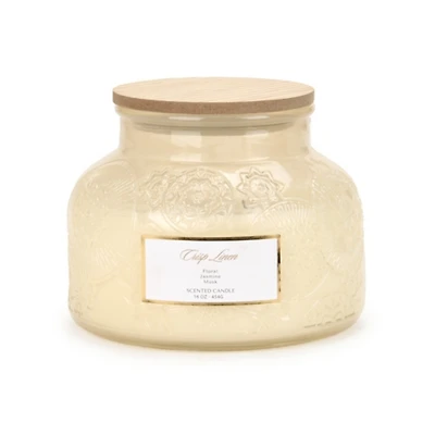 Crisp Linen Etched Glass 2-Wick Jar Candle