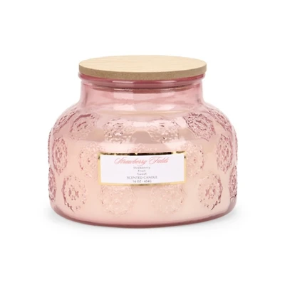 Strawberry Fields Etched Glass 2-Wick Jar Candle