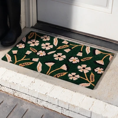Green Floral Motif Doormat