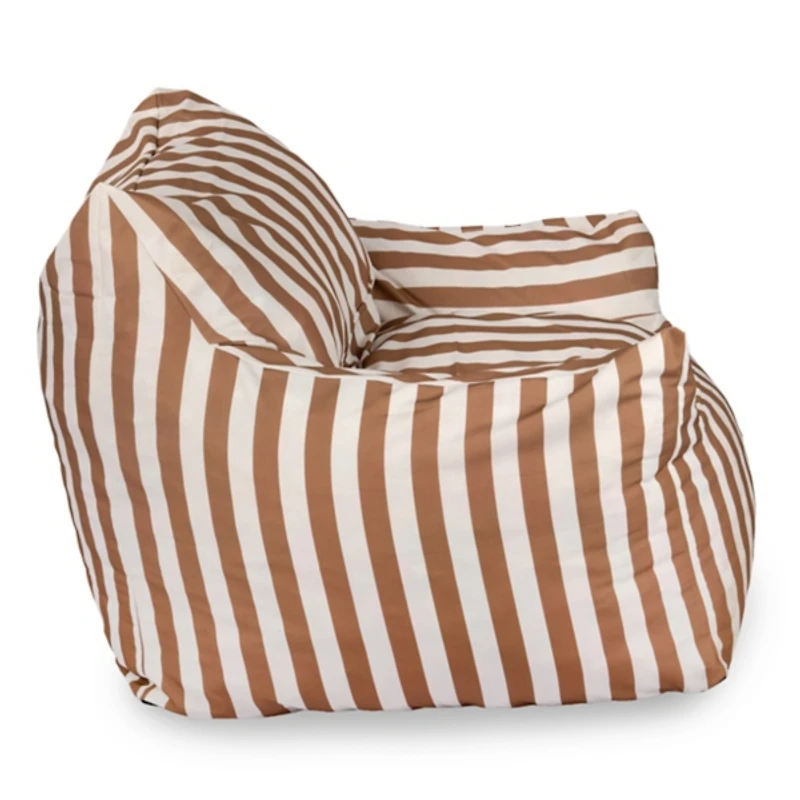 Taupe Striped Comfy Foam Outdoor Lounge Chair