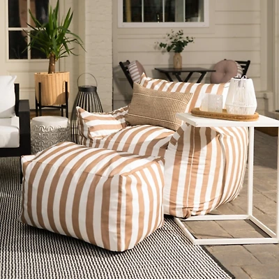 Taupe Striped Comfy Foam Outdoor Lounge Chair