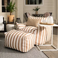 Taupe Striped Comfy Foam Outdoor Lounge Chair