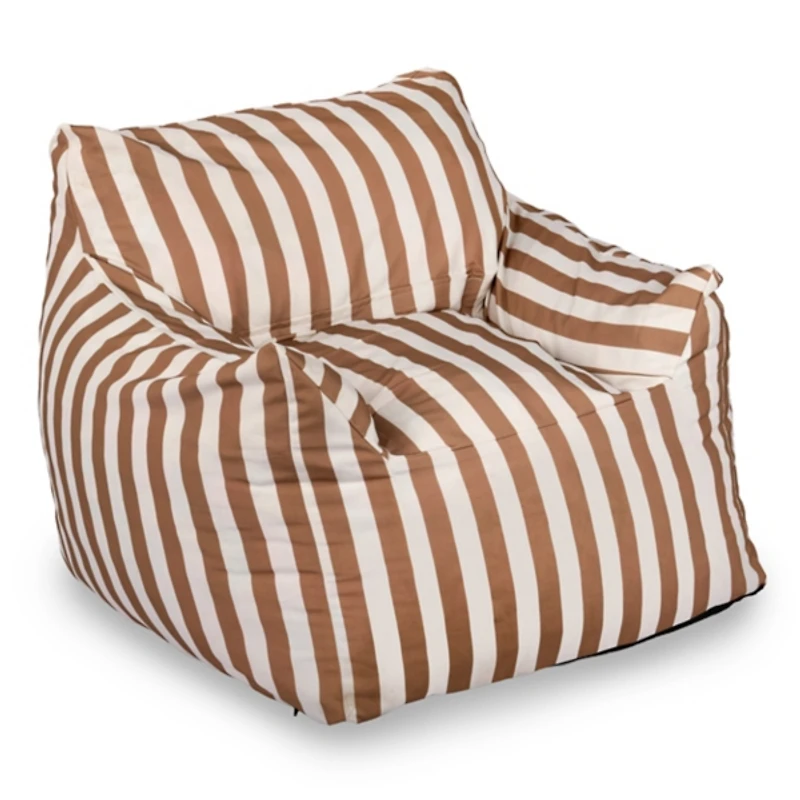 Taupe Striped Comfy Foam Outdoor Lounge Chair