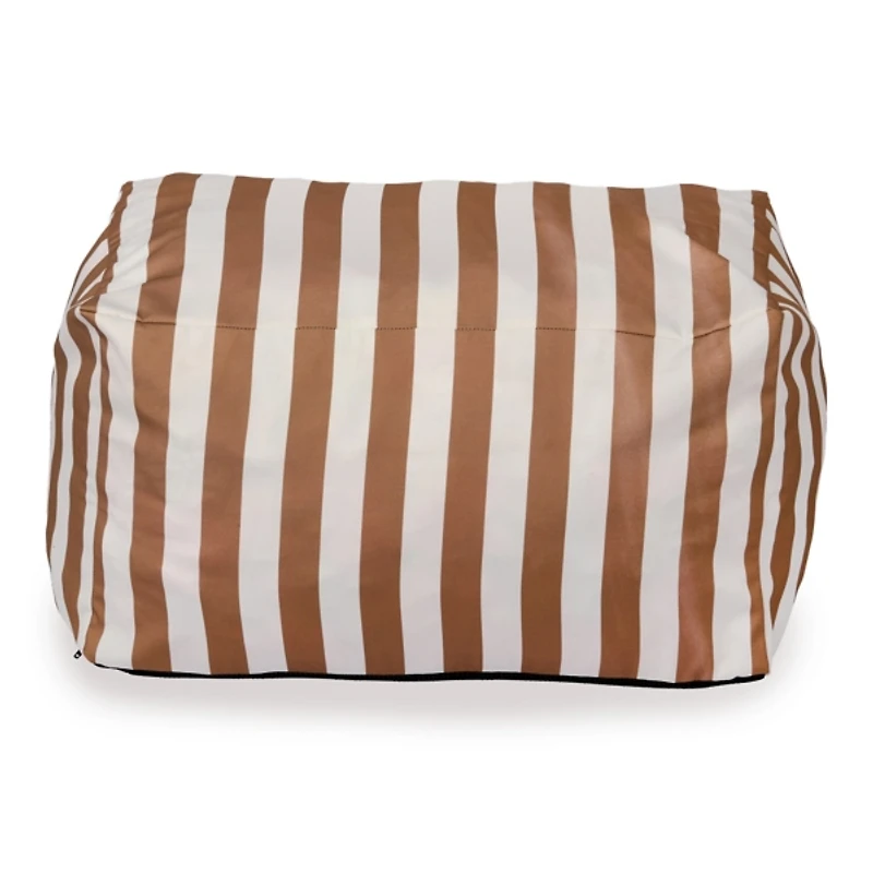 Taupe Striped Comfy Foam Outdoor Ottoman