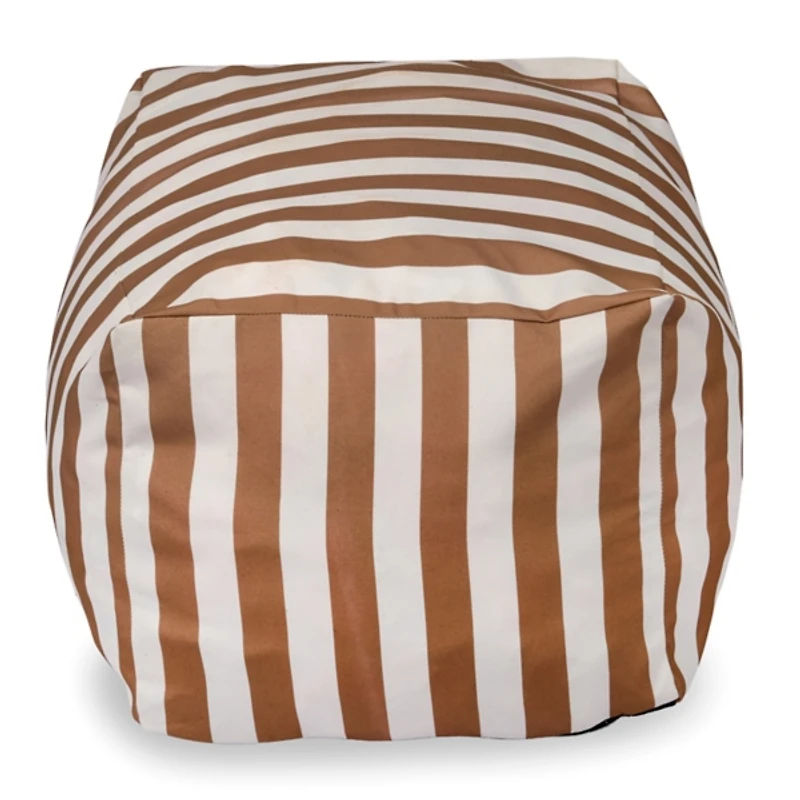 Taupe Striped Comfy Foam Outdoor Ottoman
