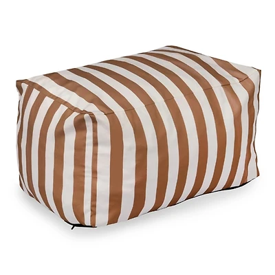 Taupe Striped Comfy Foam Outdoor Ottoman