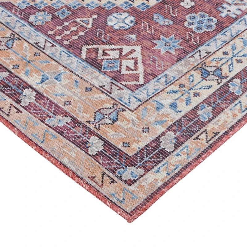 Maroon Alaska Medallion Washable Area Rug, 9x11