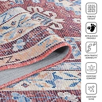 Maroon Alaska Medallion Washable Area Rug, 9x11