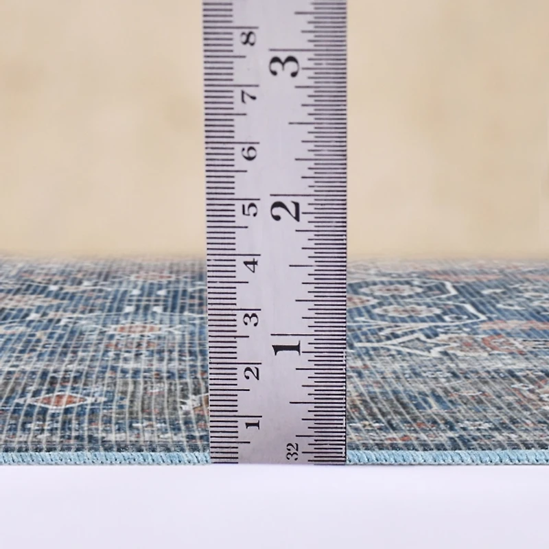 Blue Alaska Floral Washable Area Rug